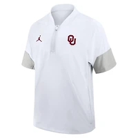 Men's Jordan Brand White Oklahoma Sooners 2025 Sideline Short Sleeve Quarter-Zip Coach Jacket