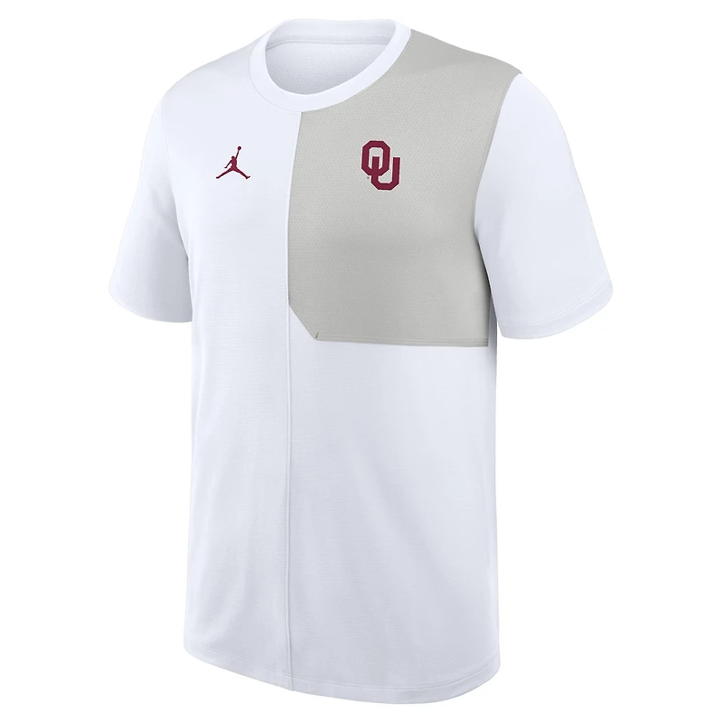 Men's Jordan Brand White Oklahoma Sooners 2025 Sideline UV Dri-FIT Coach Shirt