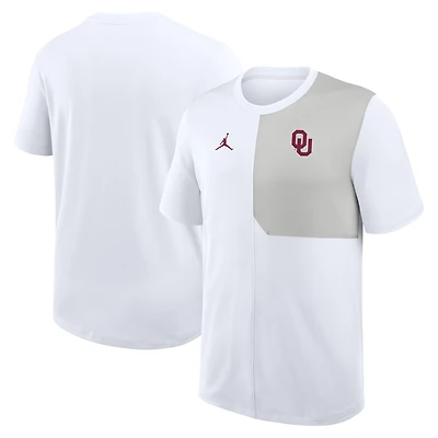 Men's Jordan Brand White Oklahoma Sooners 2025 Sideline UV Dri-FIT Coach Shirt