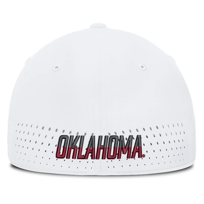 Men's Jordan Brand White Oklahoma Sooners 2026 Sideline Practice AeroBill Swooshflex Dri-FIT Hat