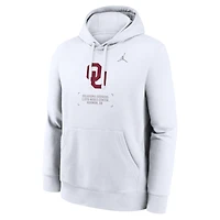 Men's Jordan Brand White Oklahoma Sooners Basketball Two-Hit Club Fleece Pullover Hoodie