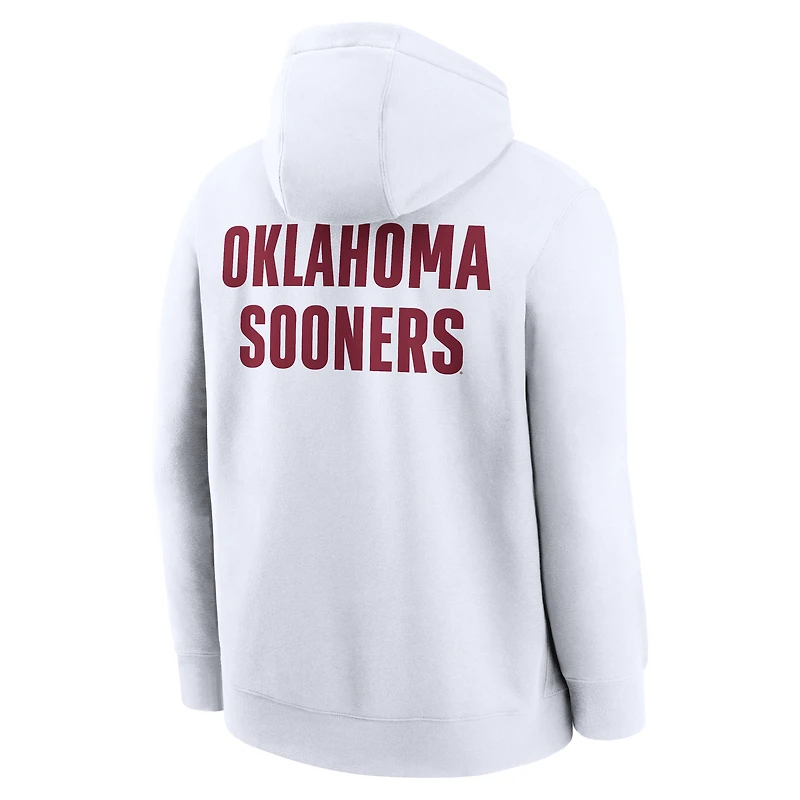 Men's Jordan Brand White Oklahoma Sooners Basketball Two-Hit Club Fleece Pullover Hoodie
