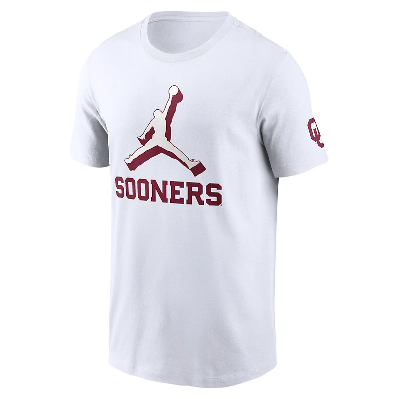 T-shirt Jordan Brand blanc pour homme, Oklahoma Sooners Primetime, logo Swoosh à deux points