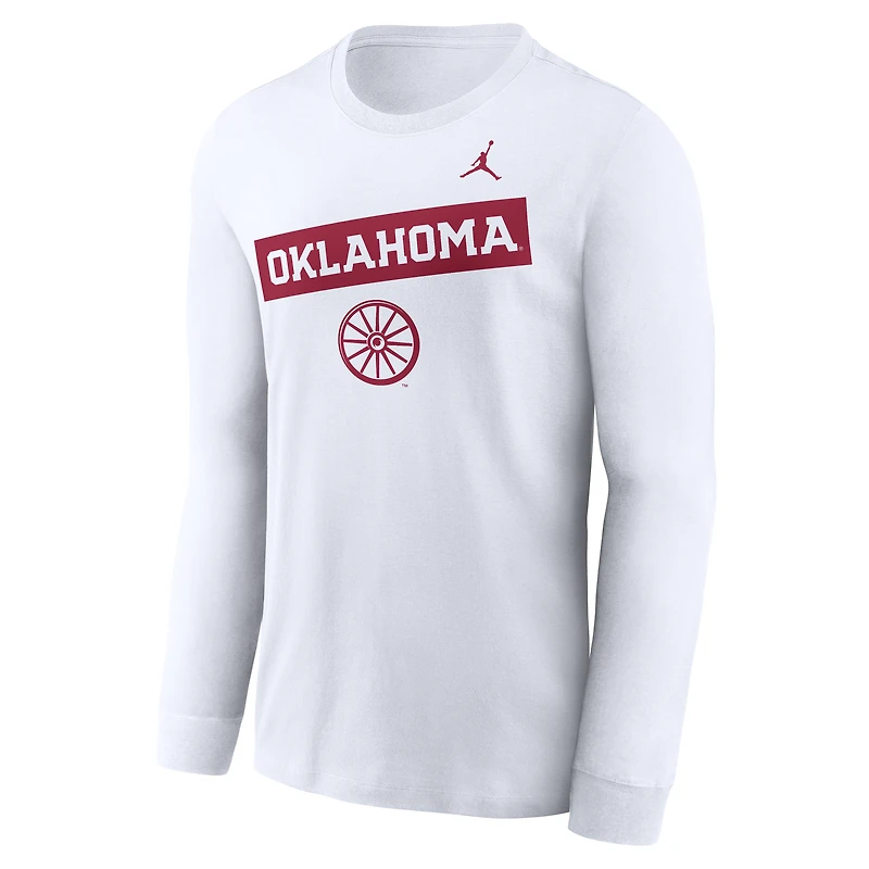 Men's Jordan Brand White Oklahoma Sooners Two-Hit Classic Location Long Sleeve T-Shirt