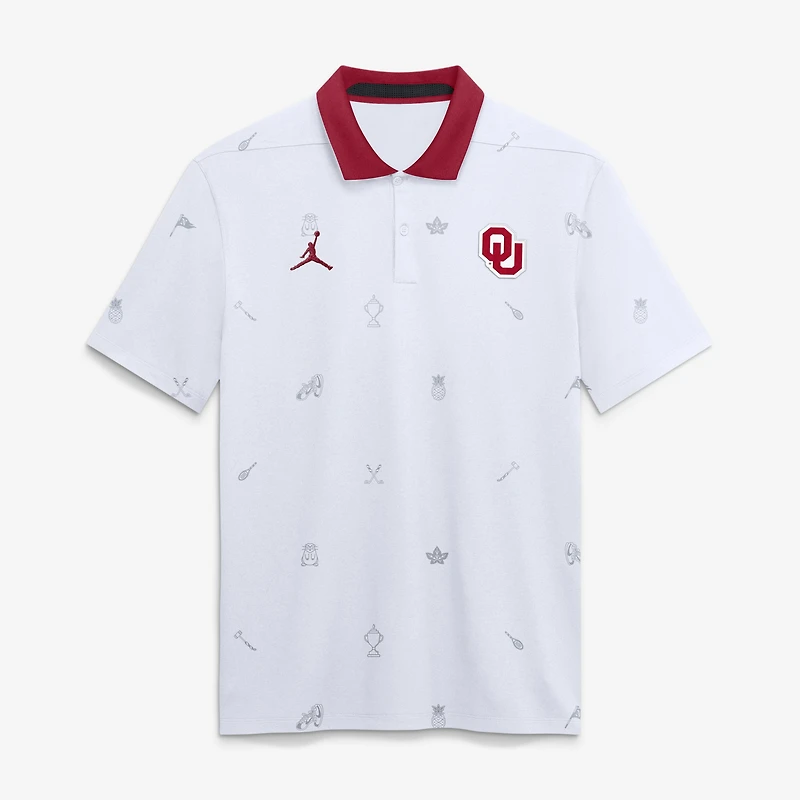 Polo Jordan Brand blanc pour homme, motif Vapor des Oklahoma Sooners, technologie Dri-FIT