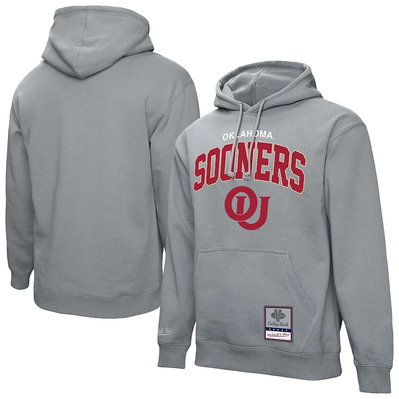 Men's Mitchell & Ness  Heather Gray Oklahoma Sooners Classic Arch Pullover Hoodie