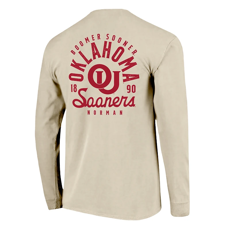 T-shirt à manches longues pour homme, motif mascotte des Sooners de l'Oklahoma, couleurs naturelles et confortables