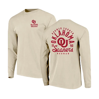 Men's Natural Oklahoma Sooners Comfort Colors Mascot Overlay Long Sleeve T-Shirt