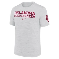 Men's Nike Ash Oklahoma Sooners Velocity Baseball Wordmark Stack Dri-FIT T-Shirt