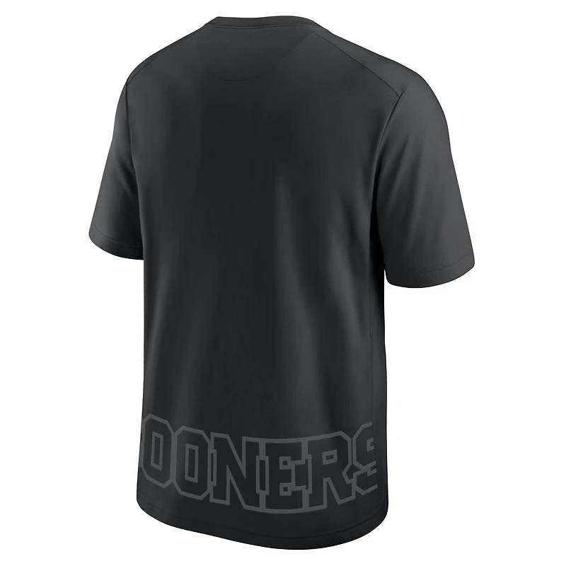 T-shirt Nike noir pour homme avec logo principal Oklahoma Sooners