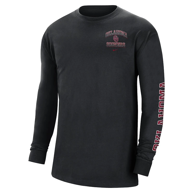 T-shirt à manches longues Oklahoma Sooners Tour Max 90 Nike noir pour homme