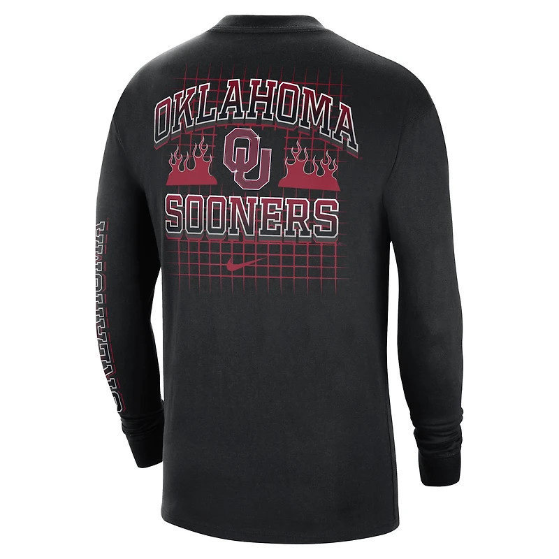 T-shirt à manches longues Oklahoma Sooners Tour Max 90 Nike noir pour homme