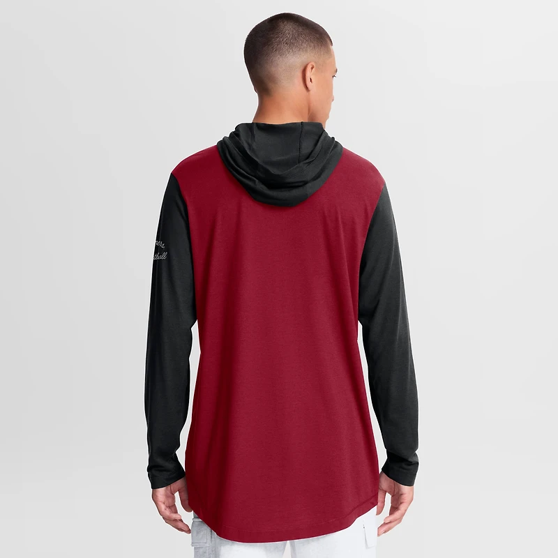 Men's Nike Crimson/Black Oklahoma Sooners Campus Legacy Tri-Blend Long Sleeve Hooded T-Shirt