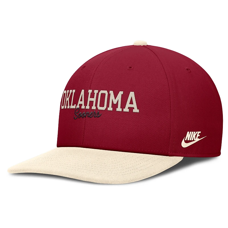 Men's Nike Crimson/Cream Oklahoma Sooners Pro Legacy Script Snapback Hat