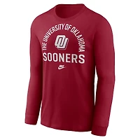 Men's Nike Crimson Oklahoma Sooners Legacy Arched Logo Long Sleeve T-Shirt