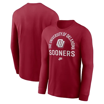 Men's Nike Crimson Oklahoma Sooners Legacy Arched Logo Long Sleeve T-Shirt
