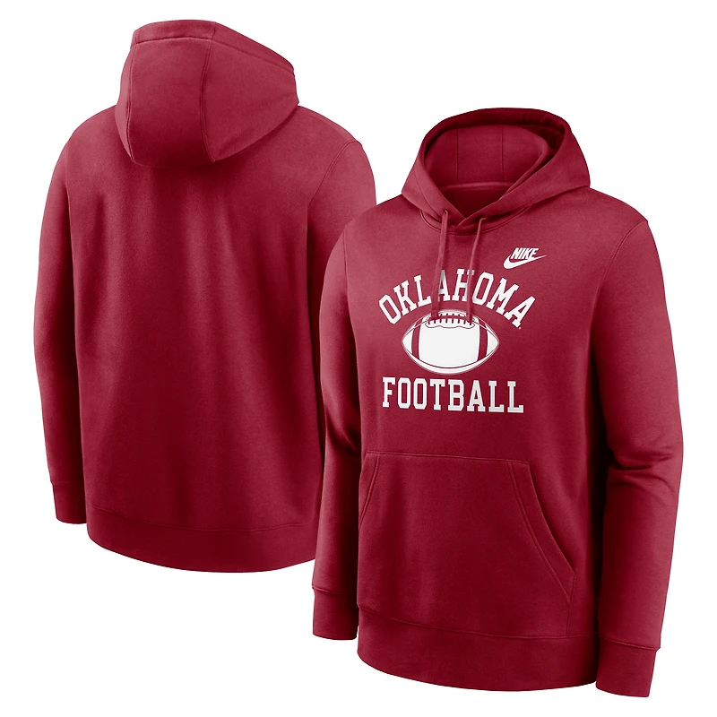 Sweat à capuche en polaire Nike Crimson Oklahoma Sooners Legacy Football Icon Club pour homme