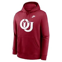 Men's Nike White Oklahoma Sooners Legacy Logo Club Fleece Pullover Hoodie
