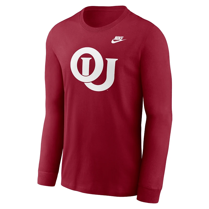 Men's Nike White Oklahoma Sooners Legacy Primary Logo Long Sleeve T-Shirt