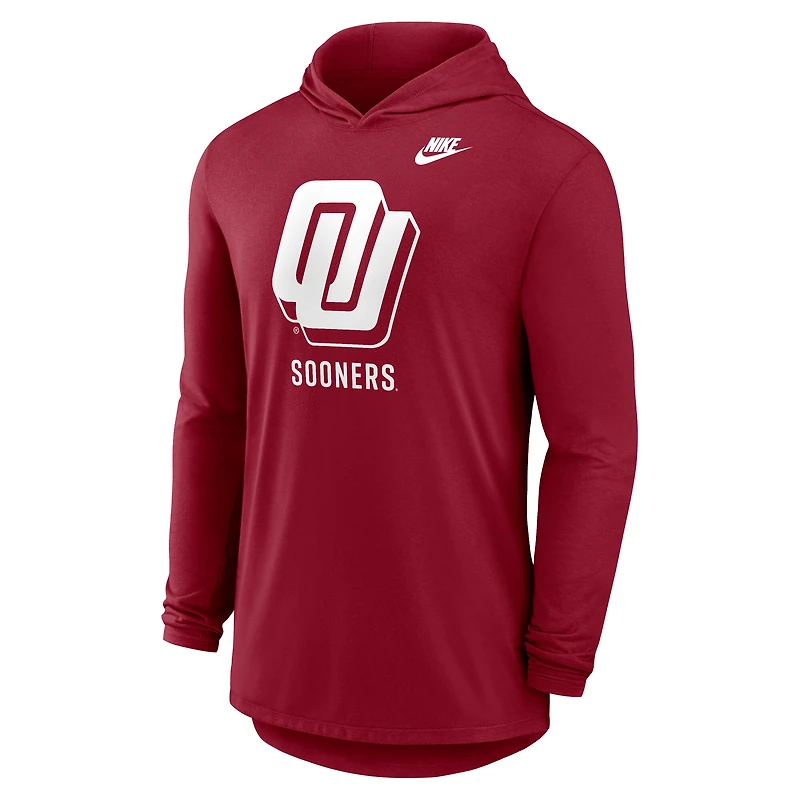 Men's Nike Crimson Oklahoma Sooners Legacy Tri-Blend Dri-FIT Long Sleeve Hoodie T-Shirt