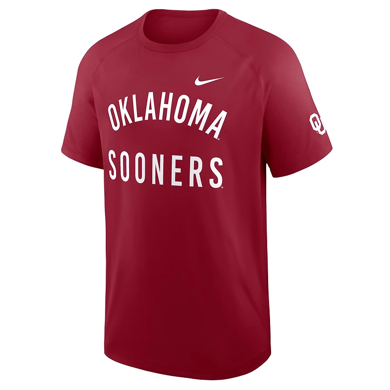 T-shirt Nike Performance Ready Raglan Dri-FIT pour homme, couleur cramoisie, Oklahoma Sooners