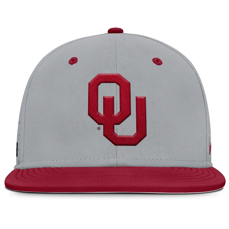 Casquette ajustée True Performance On-Field Dugout Nike grise pour homme des Oklahoma Sooners