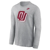 T-shirt à manches longues Nike Heather Grey pour homme avec logo alternatif des Oklahoma Sooners