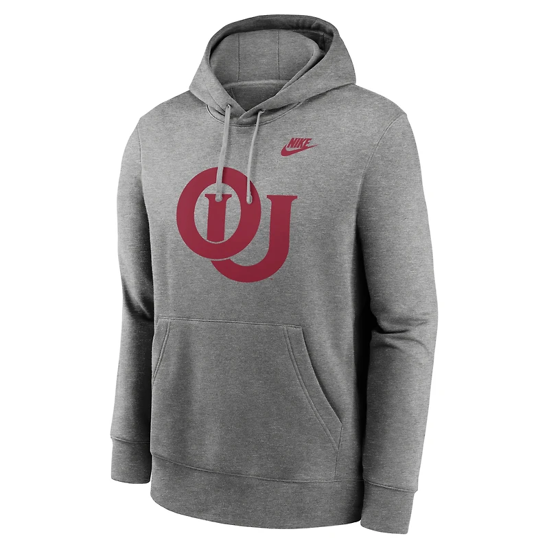 Sweat à capuche en polaire Nike Heather Grey Oklahoma Sooners Legacy Logo Club pour homme