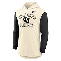 Men's Nike Natural/Black Oklahoma Sooners Legacy Color-Block Tri-Blend Long Sleeve Hoodie T-Shirt