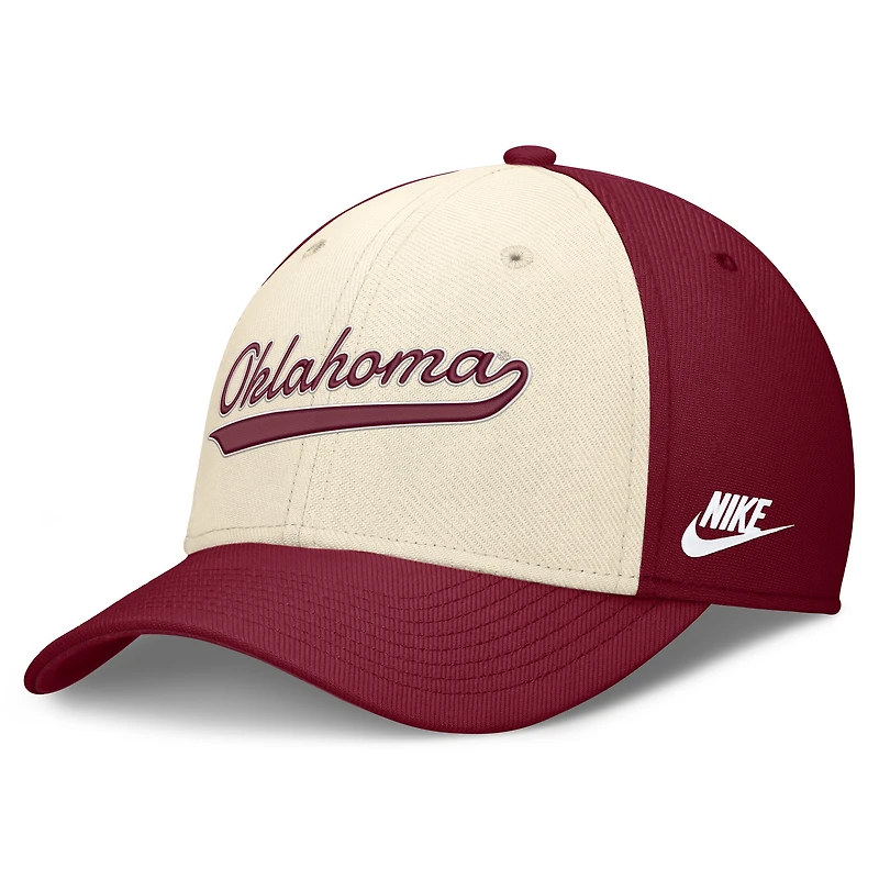 Men's Nike Natural/Crimson Oklahoma Sooners Legacy Swooshflex Dri-FIT Hat