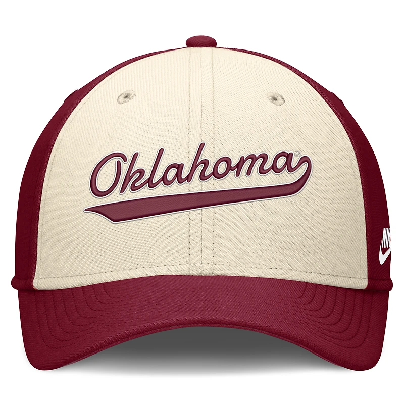 Casquette Nike Legacy Swooshflex Dri-FIT pour homme, coloris naturel/cramoisi Oklahoma Sooners