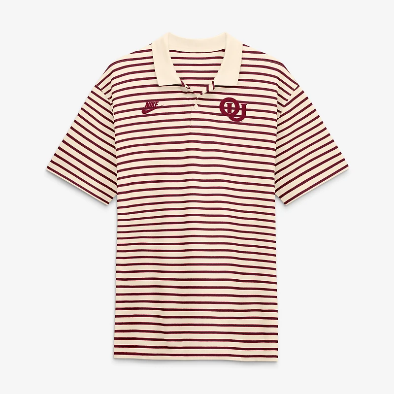 Men's Nike Natural/Crimson Oklahoma Sooners Striped Primary Logo Dri-FIT Polo