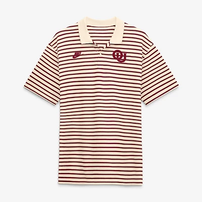 Men's Nike Natural/Crimson Oklahoma Sooners Striped Primary Logo Dri-FIT Polo