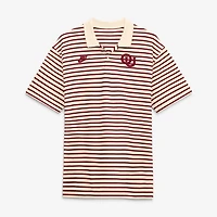 Men's Nike Natural/Crimson Oklahoma Sooners Striped Primary Logo Dri-FIT Polo