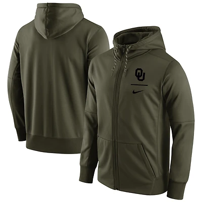 Sweat à capuche entièrement zippé Performance Oklahoma Sooners Nike Olive pour Homme