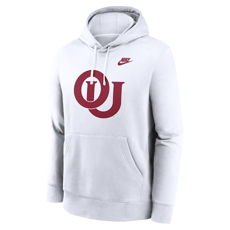 Sweat à capuche en polaire Nike blanc Oklahoma Sooners Legacy Logo Club pour homme