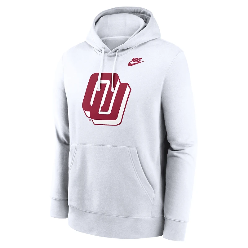 Sweat à capuche en polaire Nike Oklahoma Sooners Primetime Alternate Logo Club pour homme, blanc