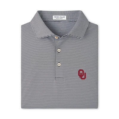 Polo Peter Millar pour homme, noir et blanc, rayures jubilé Oklahoma Sooners.