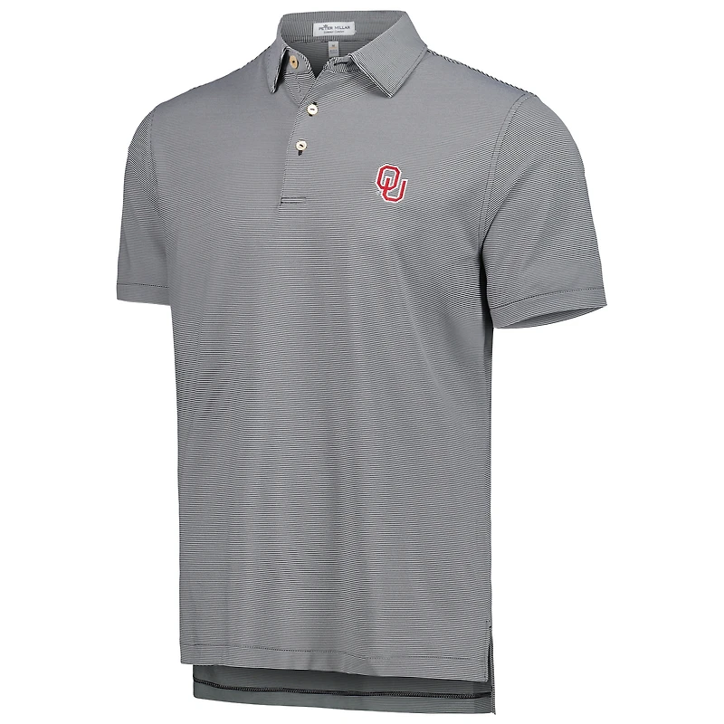 Men's Peter Millar Black Oklahoma Sooners Jubilee Striped Performance Jersey Polo