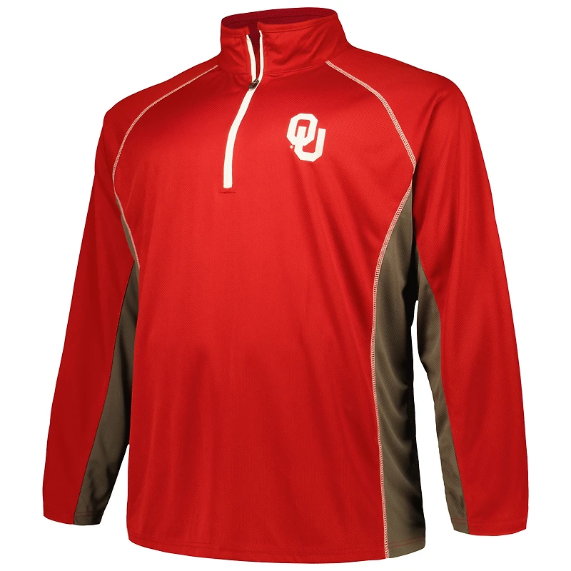 Veste raglan à quart de zip pour hommes Profile Crimson Oklahoma Sooners Big & Tall