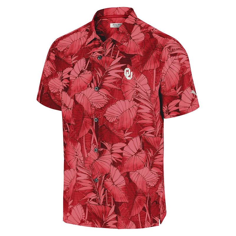 Chemise boutonnée Tommy Bahama Crimson pour homme Oklahoma Sooners Big & Tall Coast Nuevo Fronds IslandZone