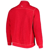 Sweat-shirt Tommy Bahama Crimson Oklahoma Sooners Big & Tall Tobago Bay Tri-Blend Quarter-Zip pour hommes
