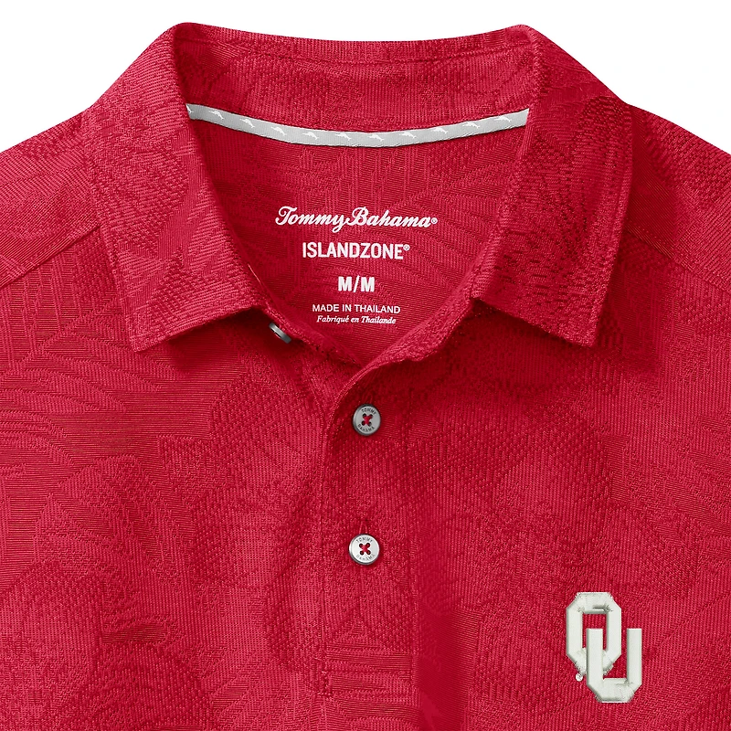 Polo Tommy Bahama Crimson Oklahoma Sooners Palm Fresco Hibiscus IslandZone® pour homme