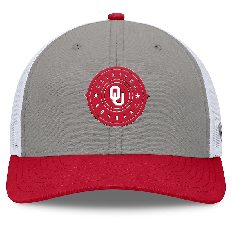 Casquette réglable Top of the World pour hommes, gris/cramoisi, Oklahoma Sooners Rob Trucker