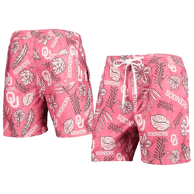 Men's Wes & Willy Crimson Oklahoma Sooners Vintage Floral Swim Trunks