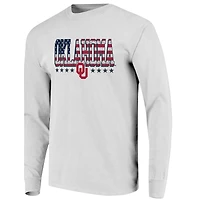 T-shirt à manches longues pour homme, blanc, Oklahoma Sooners, taille Tall, avec drapeau