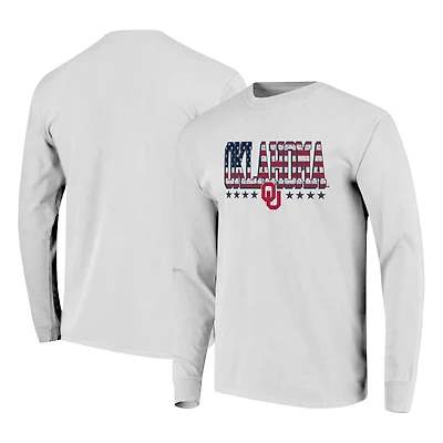 T-shirt à manches longues pour homme, blanc, Oklahoma Sooners, taille Tall, avec drapeau