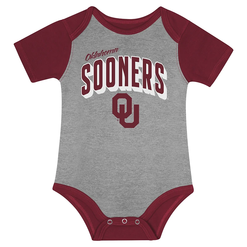 Newborn & Infant Oklahoma Sooners Dynamic Duo Bodysuit, Bib Cuffed Knit Hat Set