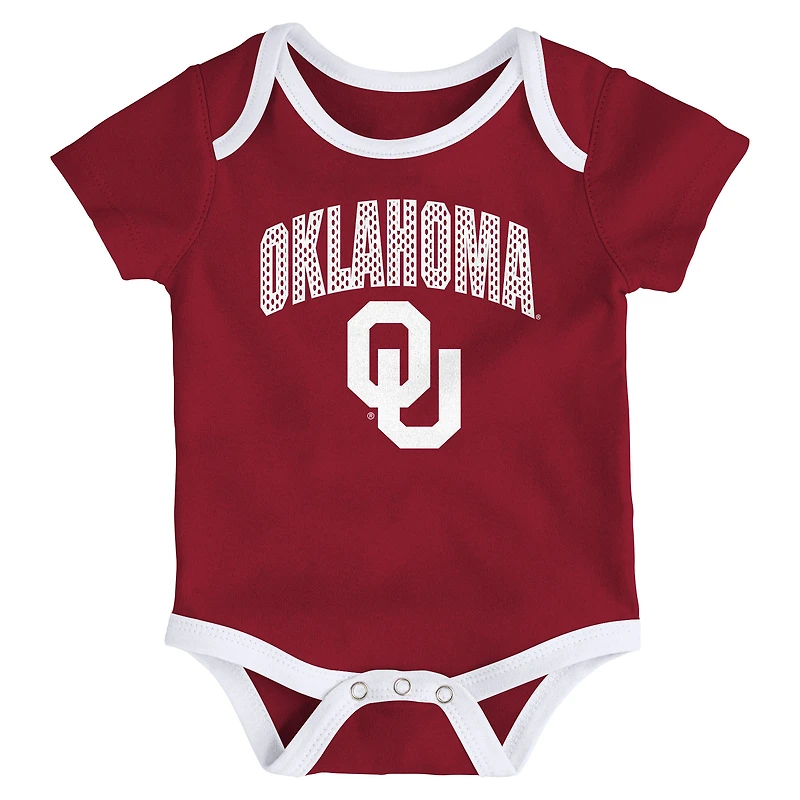 Newborn & Infant Outerstuff Oklahoma Sooners Three-Pack All Day Play Bodysuit Set