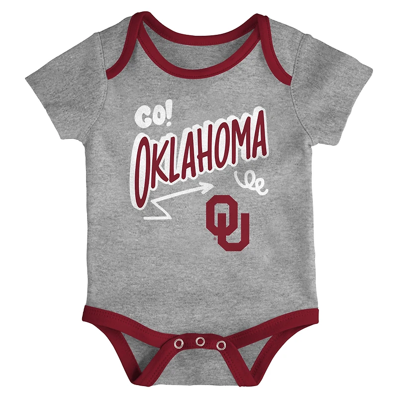 Newborn & Infant Outerstuff Oklahoma Sooners Three-Pack All Day Play Bodysuit Set